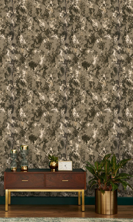 نمونه اجرا شده کاغذدیواری پتینه طرح هندسی کد 8035