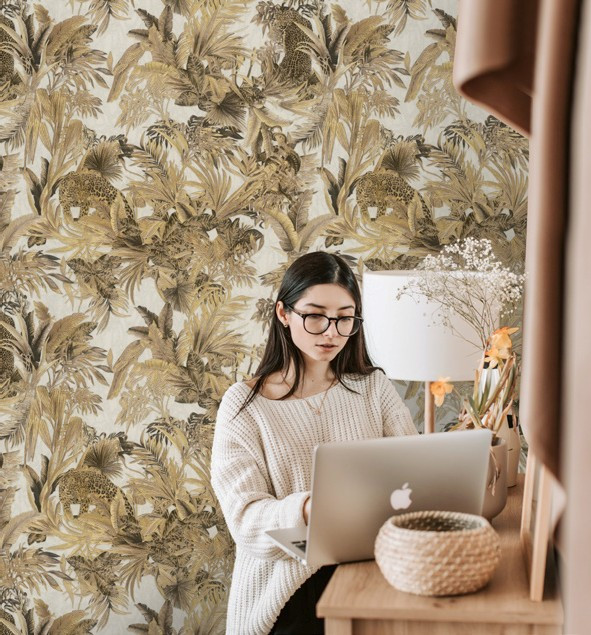 نمونه اجرا شده کاغذدیواری طرح پلنگ اکستریم والز کد 8063