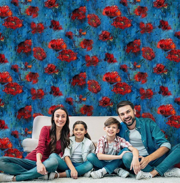 نمونه اجرا شده کاغذدیواری پتینه گلدار کد 8076