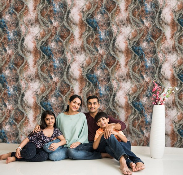 نمونه اجراشده کاغذدیواری طرح انتزاعی کد 8084