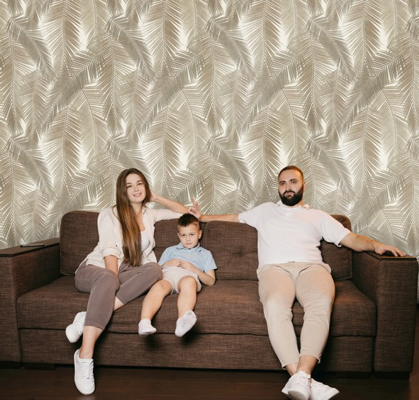 نمونه اجرا شده کاغذدیواری طرح برگ کد 8091