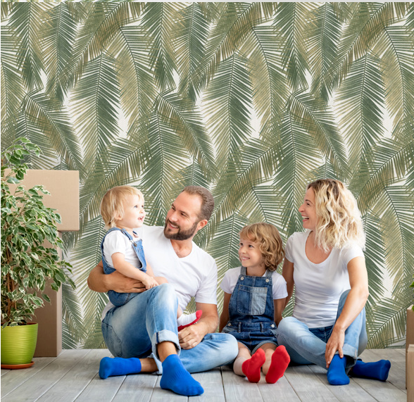 نمونه اجرا شده کاغذدیواری طرح برگ کد 8094