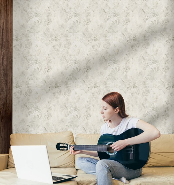 نمونه اجرا شده کاغذدیواری طرح داماسک کد 8113