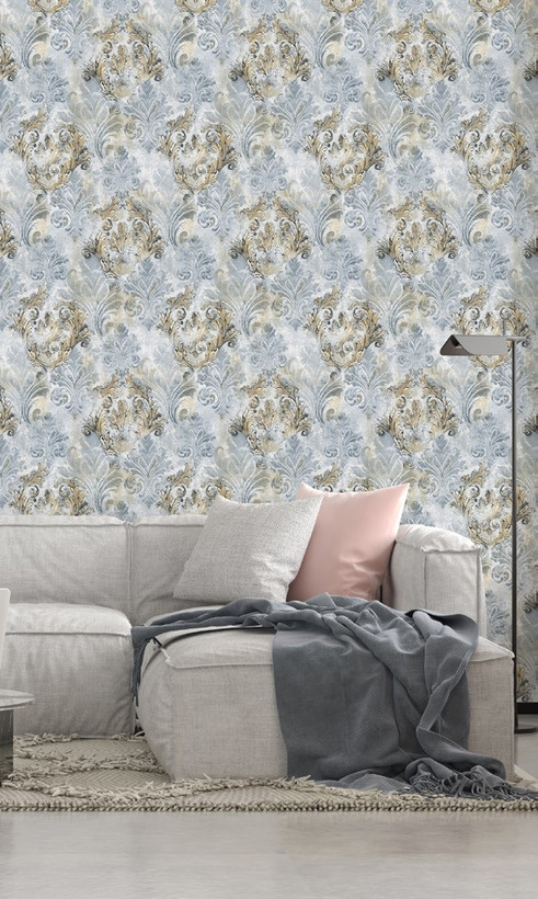 نمونه اجراشده کاغذدیواری طرح داماسک کد 8112