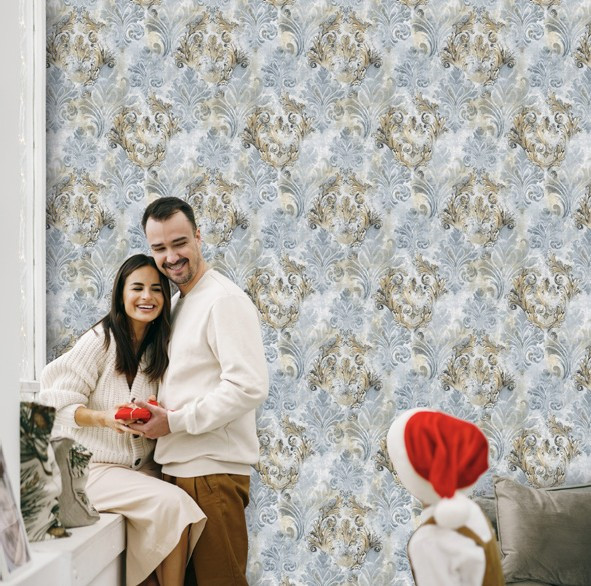 نمونه اجراشده کاغذدیواری طرح داماسک کد 8112