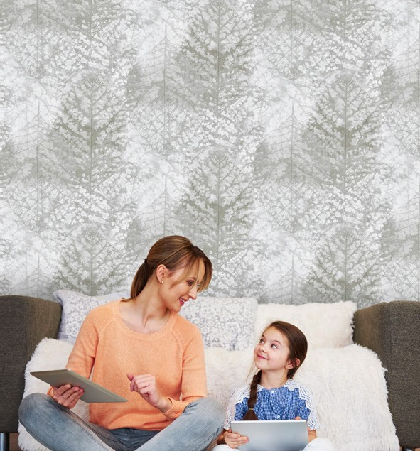 نمونه اجرا شده کاغذ دیواری طرح برگ کد ۸۱50